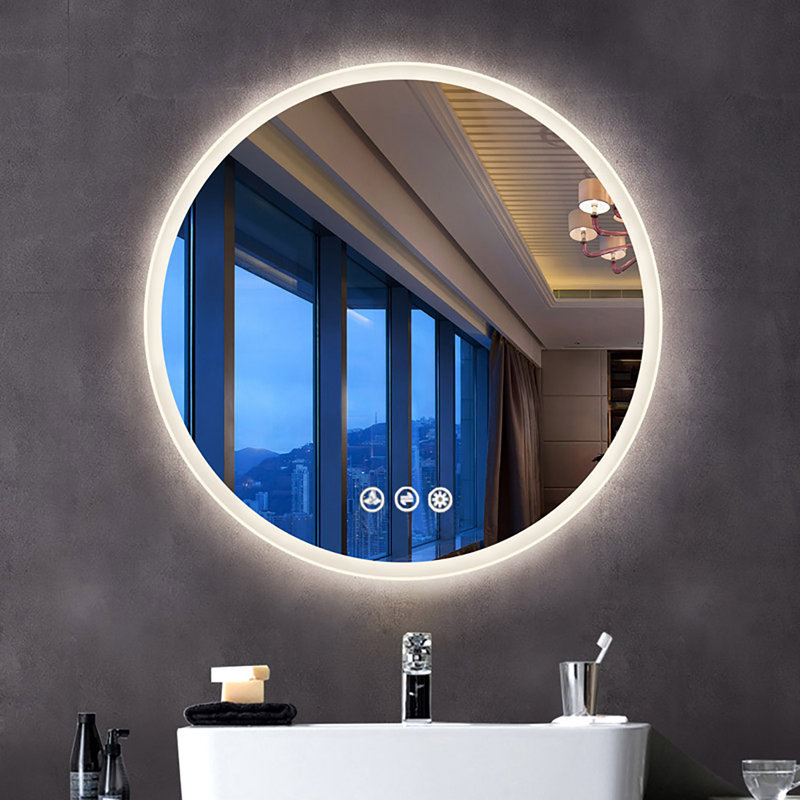 Prim Modern Frameless Lighted Bathroom Mirror Orren Ellis Size 32 x 32